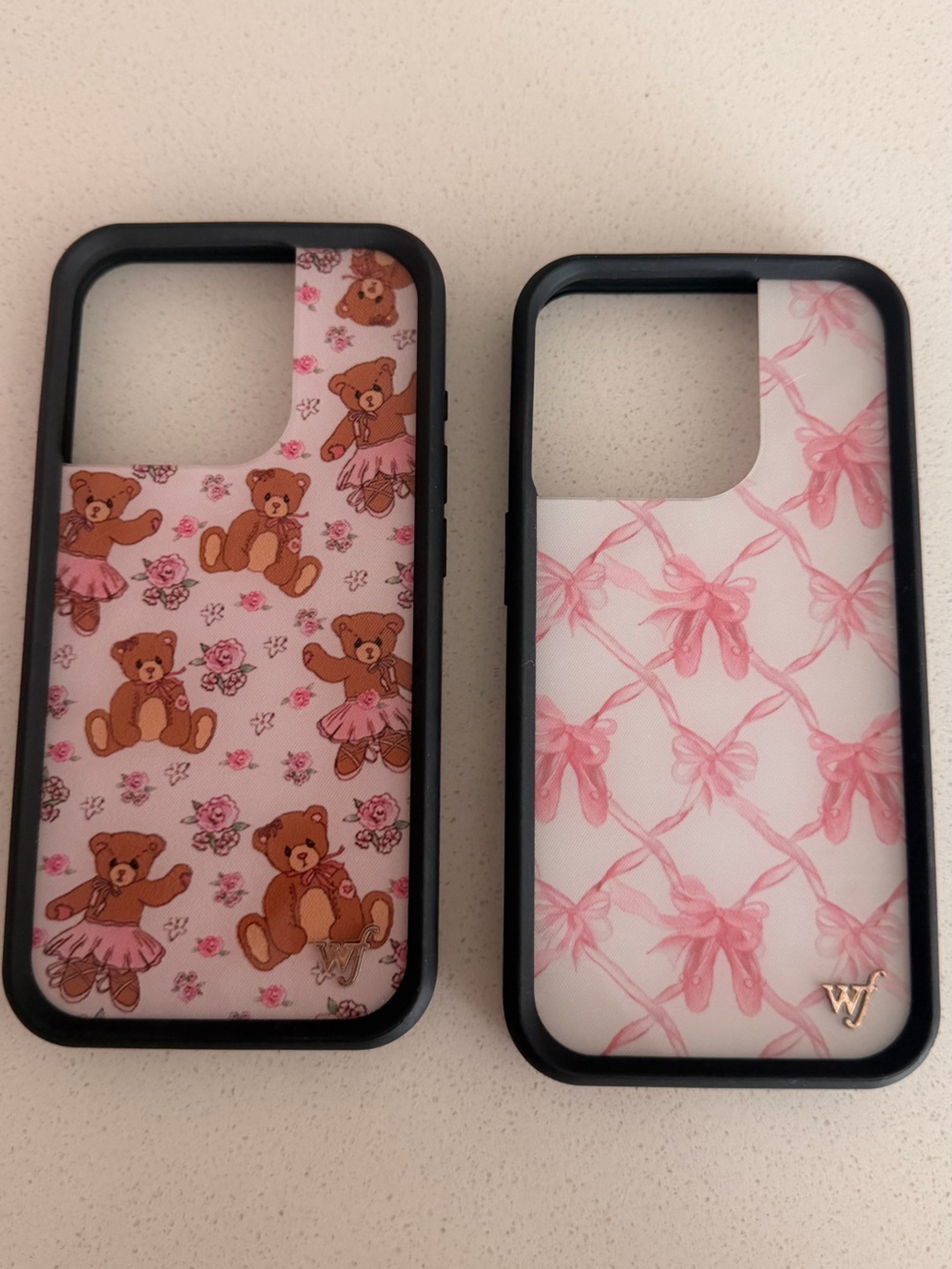 Pink Teddy Bear & Bow Pattern Phone Cases Bundle for iPhone 16 Pro